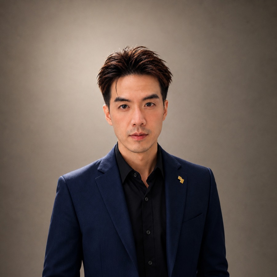 Gerry Khoo in a navy blazer
